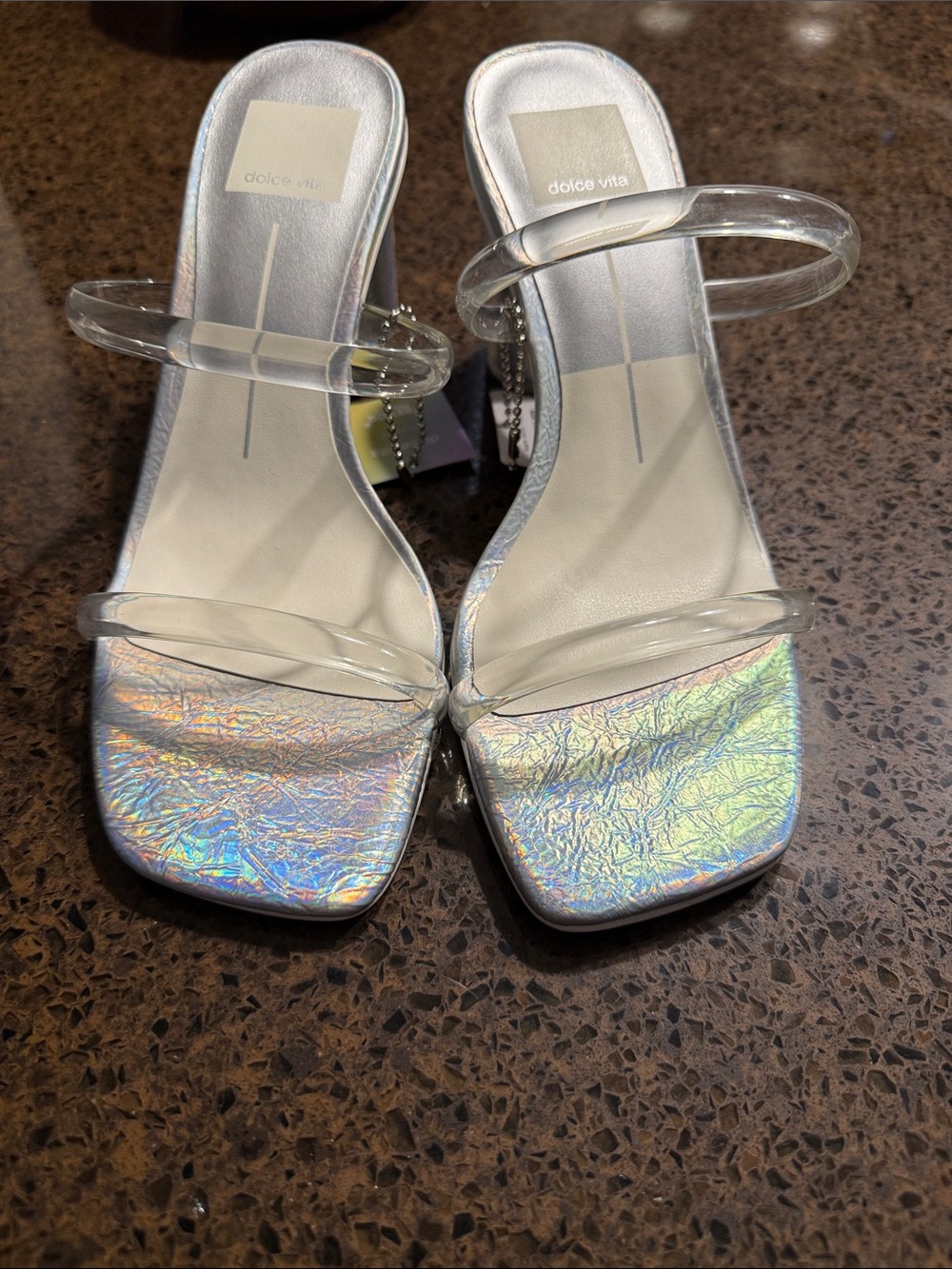 NWT Dolce Vita Noles high heel sandals featuring transparent straps